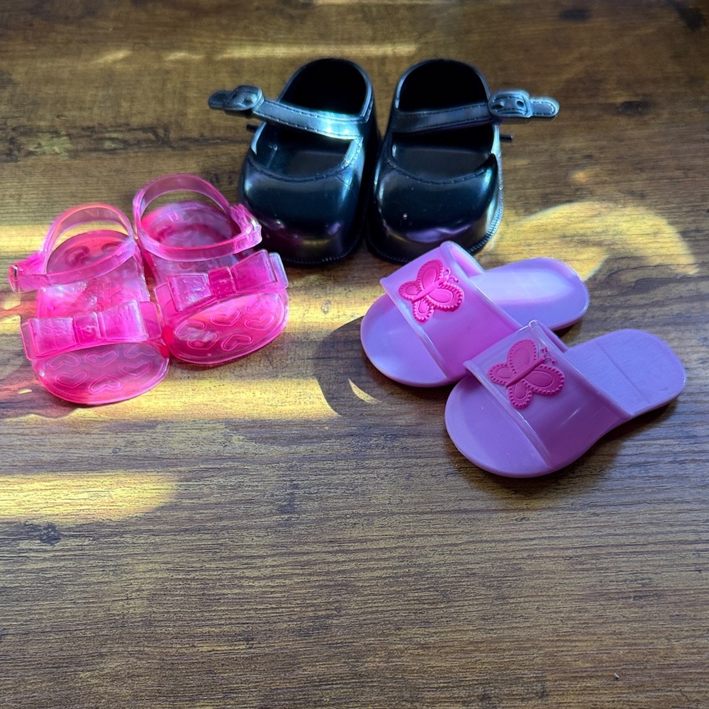 18 inch Doll Shoe Bundle Pink and Black Shoes and Sliippers Set